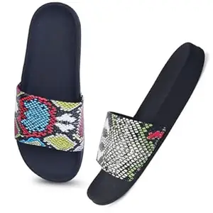 XE Looks Women's Casual Flip-Flops | Stylish Metallic Finish Upper with Croc Texture | Soft Footbed for Comfort | Lightweight Slip-On Flip-Flops For Girls & Women