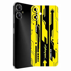 AtOdds - Compatible for Lava Blaze 2 - Mobile Back Skin Sticker - Lamination - Back Screen Guard Protector Film Wrap (Design - Yellow Cyberpunk)