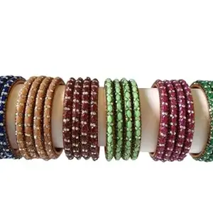 Generic Multicolor Colored Traditional Bangles Kada for Women & Girls on Traditional & Festive Occasion Set of 6 (2.6)