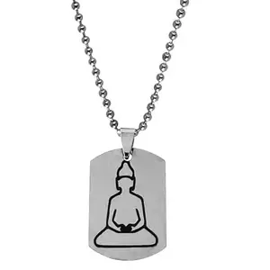 Shiv Jagdamba Religious Lord Buddha Meditating Yoga Buddhism Jewelry Silver Stainless Steel Pendant Necklace Chain For Men And Women