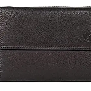 Delfin Genuine Leather | Multi Compartment Ladies Wallet (Black)