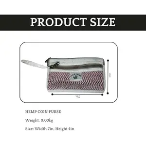 ASFL Handicraft Hemp Coin Purse with Zipper Closure | Organic Hemp Wallet & Cotton Pouch | Bag for Makeup, Coins & Essentials Set of 2 pcs (Red and Grey)