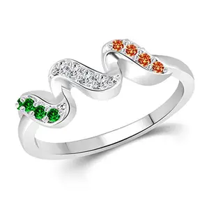 Vighnaharta Freedom Flag CZ Rhodium Plated Alloy Ring for Women and Girls - [VFJ1304FRR10]
