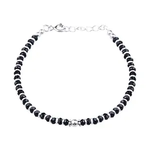 Nemichand Jewels Sterling Silver Nazariya with Black Crystals for Women 92.5% Pure Silver Bracelet for Women