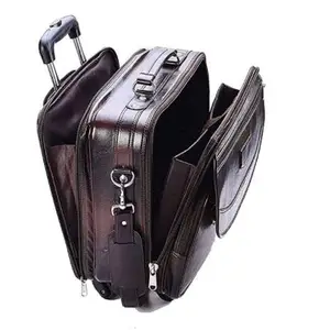 Crat India Travel The World Brown 45 LTR Leatherette Overnighter Trolley Four Wheeler - Laptop Trolley Bag