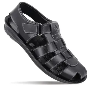 WALKAROO Men's Fashion Sandal with Cushion Sole, Closed Toe, Woven Straps - WGR58052 Black