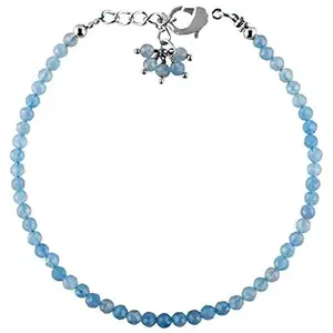 RRJEWELZ Aquamarine Bracelet for Men & Women – 3mm Round Faceted Blue Beads – 7 inch Adjustable with Silver Plated Clasp – Healing, Fashion, Gift, Spiritual, Yoga|LCBR_RR_00821