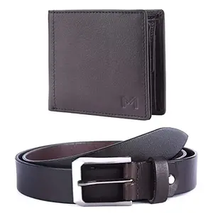 Massi Miliano Gift Hamper for Men | Wallet and Belt Men's Combo Gift Set | Men's Wallet | Leather Wallets for Men (Trieste) (Brown)