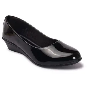 Ladies Hub Casual Latest Collection Comfortable Women's Slip-on Casual Bellies & Ballerina Stylish Solid Wedge Heels Shoes for Women & Girls, Black -S3