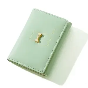 Valerie Floral Small Wallet for Girls Women Tri-Folded Wallet Cash Pocket Flowers PU Leather Print Card Holder Coin Purse with ID Window (Green)