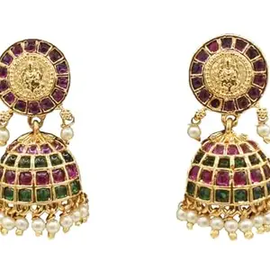 Earrings for Women and Girls Traditional Chandbali Earrings Gold Plated | Beads Drop Temple Earrings