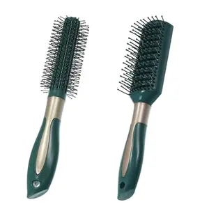 Feelhigh Hair Styling Brush Detangling Brush Anti-Static Massage Hair Brushes Nylon Bristle Pins Blow Drying Detangler Hairbrush for Women of All Hair Types Blackish Green Color (Round Flat)