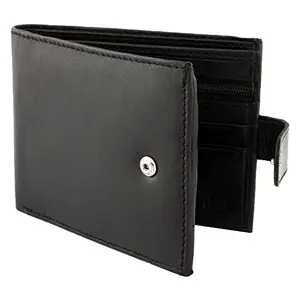 Fleece Fashion Black Casual Genuine Leather Multi Compartment Wallets for Men