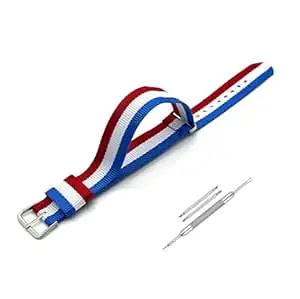 Lineon 18mm, 20mm & 22mm Stainless Steel 304 Buckle & Same Colour loop Nylon Vintage Style NATO Watch Strap ONE WAY NATO Nylon STRAP Imported Quality With Pins and Pin Remover Tool (Include)