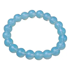 RRJEWELZ Natural Rainbow Moonstone 8mm Round Shape Smooth Cut Beads 7.5 Inch Stretchable Bracelet for Men & Women.|STBR_RR_08060_7.5