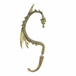 Via Mazzini Metal Antique Gold Stylish Flagon Dragon Single Ear Earcuff Earring (ER2445) 1 Pc Right Ear Only
