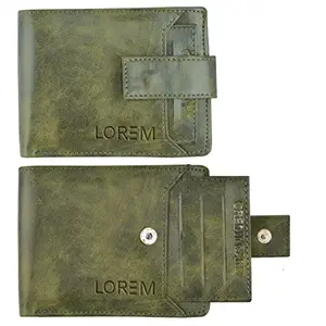 LOREM Green Removable Card Holder Bi-Fold Faux Leather 7 ATM Card Slots Wallet for Men WL22