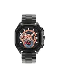 GIORDANO Luxury Multifunctional Analog Watch for Men with Skeleton Dial, Luminous Hands, Date Display, Stainless Steel Strap & Water Resistant
