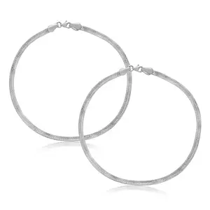 925siller Silver Anklet, Pack of 2 | Pure 925 Sterling Silver Sleek Link Anklet & Payal For Women & Girls | Trendy, Stylish, Adjustable & Comfortable for Everyday Wear | Gift for Loved Ones
