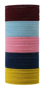 The Golden Cascade Velvet Metal Bangles/Chudi Combo Set for Women & Girls (MYellow,Peacock,BPink,Surf,Maroon) (VELVET-9, Small 2-4)