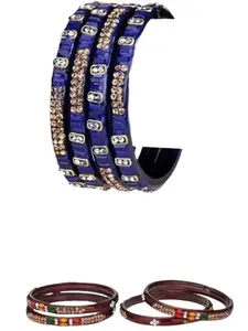1st Time Modern Bangles/Kada Set- Perfect For Party, Wedding, Celebrations And Functions, Combo Of 2 Set, Each Set In Set 4 Bangles, Blue And Mahroon- B27