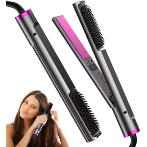PASHANDOZ Hair Straightener - Curling Iron 3-In-1 Hair Straightener Flat Iron for Women Hair Straightening Flat Iron Hair Straightener Hair Straightening Iron Built with Comb 360 Degree Swivel Cord