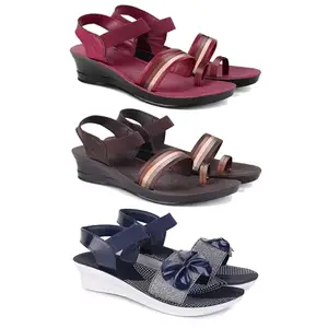 Trendy Open-Toe Sandals for Women – Soft Padded Footbed, Summer Wear | (COMBO-3)-1962-1961-1972-7