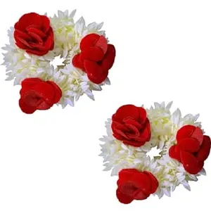 Gajra with rose for hair bun white || Gajra with rose for hair bun combo || Gajra with rose for hair bun for bridal (pack of 2)