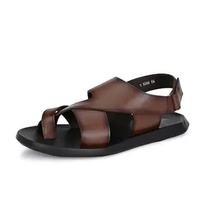 HITZ Men's Brown Leather Casual Ring Toe Sandals