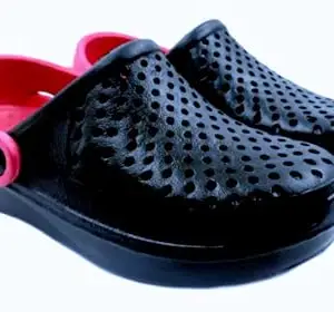 CR 01 Clogs for Mens with Elegant Look and EVA Comfort (Black Red, Numeric_6)