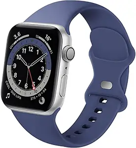 ZNZN Silicone Band Compatible for Apple Watch Band 38mm 42mm 40mm 44mm 41mm 45mm, Soft Replacement Strap Sport Wristband for iWatch SE Series 7/6/5/4/3/2/1 Women Men Sport (Alaskan Blue, 42,44,45)
