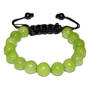 Lady Works Natural Green Jade Threaded Bracelet 10mm Round Smooth Beads Green Jade Adjustable Thread Bracelet. Unisex Macrame Yoga Bracelet.|LW_TDBR_0944