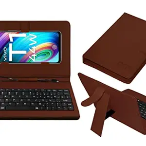 ACM Keyboard Case Compatible with Vivo T1 44w Mobile Flip Cover Stand Direct Plug & Play Device for Study & Gaming Brown