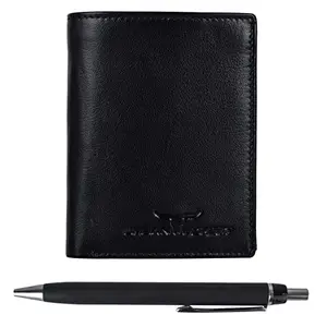 URBAN FOREST Toronto Black Leather Wallet and Pen Combo for Men