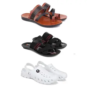 DRACKFOOT Men's Sandals | Lightweight Wear| Stylish & Easy to Wear For Men's GR-SAN-(3-COMBO)-3151-3128-3145-6