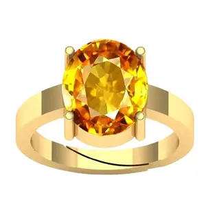 BALATANK 12.25 Ratti 11.15 Carat Certified Unheated Untreatet AAA++ Quality Natural Yellow Sapphire Pukhraj Gemstone Ring Gold for Women's and Men's