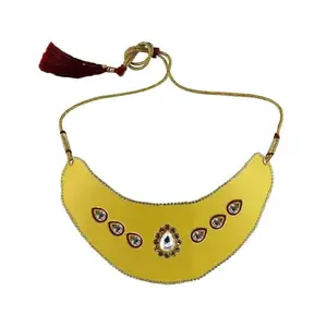MAYA FASHION Multi Colour Kundun Stud Velvet Necklace Elegant Necklace for Girls & Women | Wedding | Festival All Occasions (Sku-nec6137)