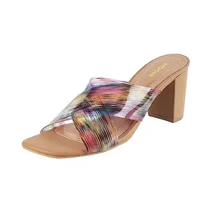 Mochi Women Beige Block Heel Fashion Sandal UK/7 EU/40 (40-132)