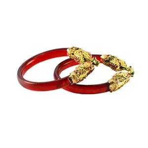 MAYA FASHION Red Gold Platted Acrylic-Brass Bangle With Extra Large Size Exquisite Plus Size Bangle