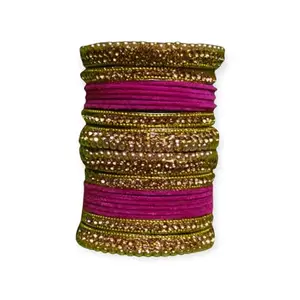 Metal Rose Pink Velvet Bangles for Women