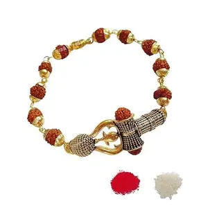 Soni jewellery Boy's Rakhi For Brother Bracelet Rakhi For Brother With Roli & Chawal Special For Raksha Bandhan | Pack Of 1 (rudraksha kada rakhi) (az-3) (D3)