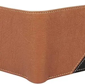 WILD EDGE Tan Black Wallet for Men - Style : Casual/Formal Wallet - Material : Artificial Leather
