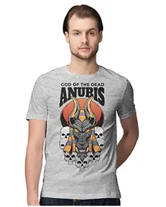 ALLEN BLACK Men's & Women's Regular Fit 100% Cotton T-Shirt (ANUSKULLS-Melange Grey M Men Round_)