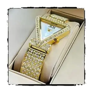 styledose Luxury Dial Diamond Studded Triangle case and brecelet Strap Stylish Quartz Analogue Wrist Watches for Women's & Girls&Miss&Ladies
