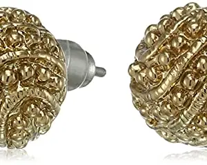 Estele 24kt Gold Plated Swirling Hops Textured Stud Earring for Women, One Size (302/716 ER)