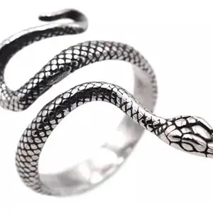 Uniqon Silver Color Unisex Adjustable Stylish Trending Mahakaal Shiva Animal Vintage Reptile Serpent Gothic Cobra Snake/Sarp Thumb Finger Ring (Free Size)