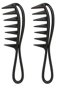 IAS Ladies Hair Comb Hairstyle Wavy Long Curly Hair Care Detangling Wide Teeth Brush Hairdressing Styling Tool Pack of 2pc
