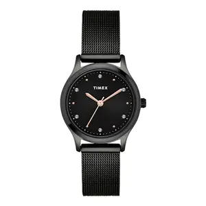 TIMEX Women Stainless Steel Black Round Analog Dial Watch- Tw0Tl8716, Band Color-Black