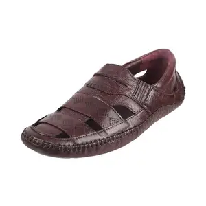 Mochi Men Wine Casual Leather Sandals Uk/8 Eu/42 (18-1573)