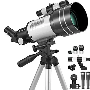Calyrex Calyrex F30070M Refractive Astronomical Telescope 2X Barlow Lens,HD Monocular Space Outdoor Travel Spotting Telescope Photography 150X, Tripod Viewfinder, Suitable for Children Adult Beginners